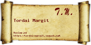 Tordai Margit névjegykártya